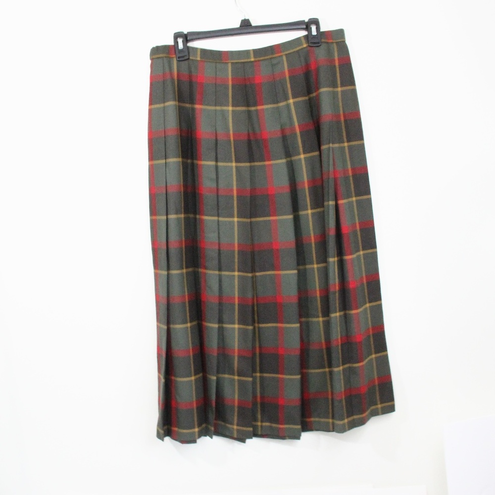 Pendleton Plaid Wool Midi Skirt sz 16 Women Pleated USA classic style
